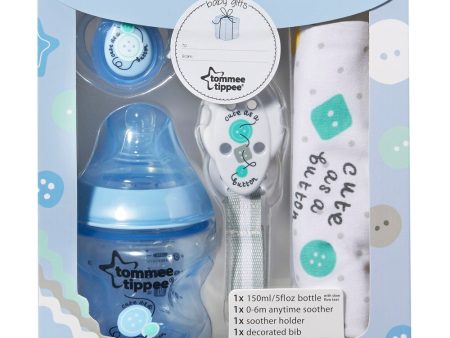 Baby Gifts zestaw butelka 150ml + smoczek do butelki 0m + smoczek Any Time 0-6m + śliniak + zawieszka do smoczka Discount