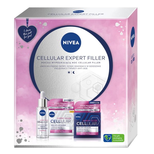 Cellular Expert Filler zestaw krem anti-age na dzień SPF15 50ml + krem anti-age na noc 50ml + hialuronowe serum wypełniające 30ml Discount