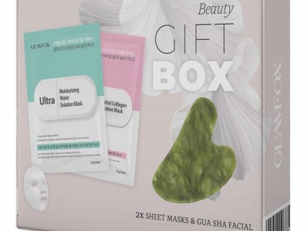 Beauty Gift Box zestaw nawilżająco-kojąca maska w płachcie 25ml + rewitalizująca maska w płachcie 25ml + kamień gua sha Discount