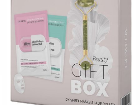 Beauty Gift Box zestaw nawilżająco-kojąca maska w płachcie 25ml + rewitalizująca maska w płachcie 25ml + roller do masażu twarzy Cheap