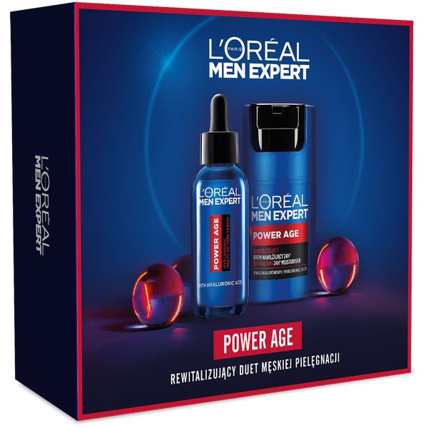 Men Expert Power Age zestaw serum z kwasem hialuronowym 30ml + rewitalizujący krem nawilżający 50ml Fashion