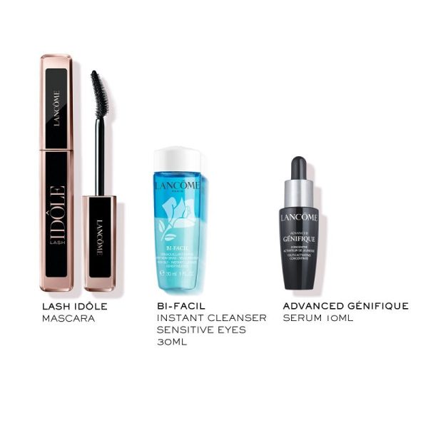 Lash Idole Mascara Gift Set zestaw tusz do rzęs 01 Glossy Black 8ml + płyn do demakijażu oczu 30ml + serum do twarzy 10ml Hot on Sale