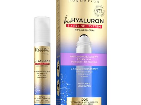 BioHyaluron 3 x Retinol przeciwzmarszczkowy żel roll-on pod oczy i na powieki 15ml For Sale