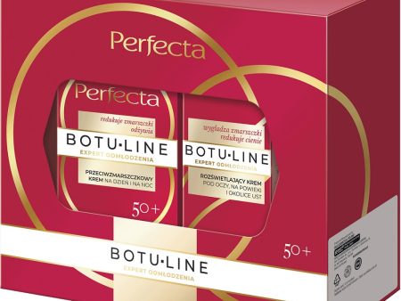 Botu-Line zestaw przeciwzmarszczkowy krem na dzień i noc 50+ 50ml + rozświetlający krem pod oczy 15ml Online Hot Sale