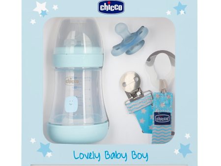 Lovely Baby Boy zestaw butelka antykolkowa Perfect 5 150ml + smoczek Physioforma Mini Soft + tasiemka do smoczka Online now